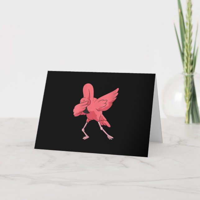 Kvinnors Dabbing Flamingo Fågel Söt Flamingo Rosa Kort (Framsida)