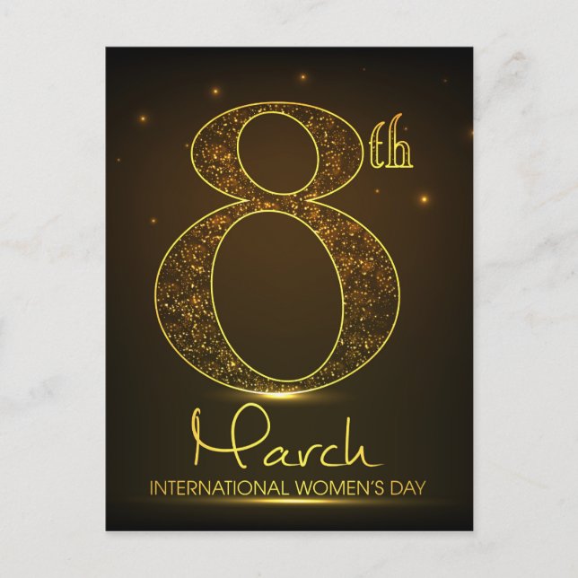 Kvinnors dag i svart och guld vykort (Framsida)