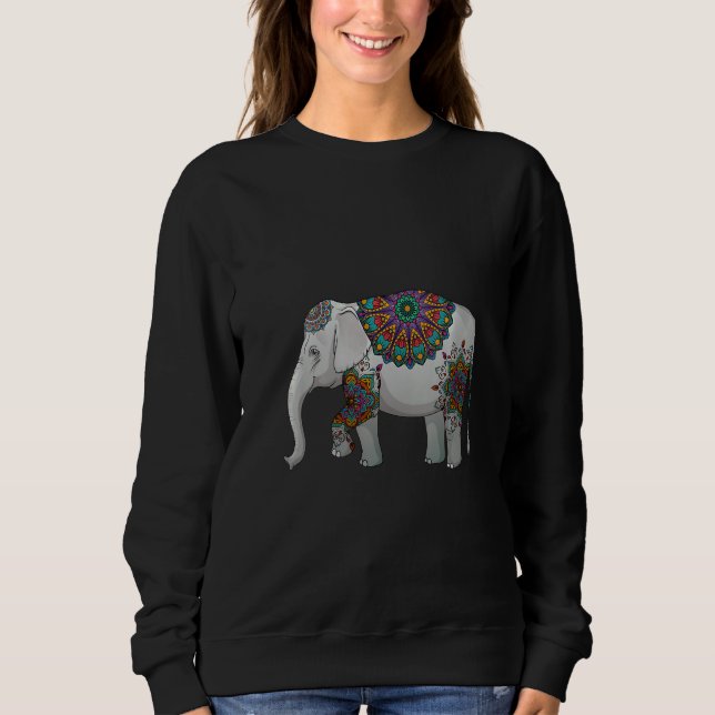 Kvinnors dekorativa elefant t shirt (Framsida)