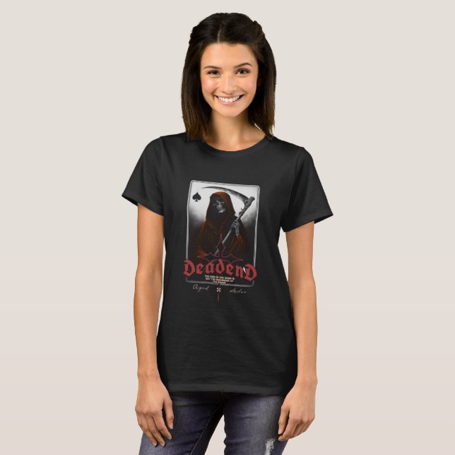 Kvinnors "Dödliga" Dödens Åkare T-Shirt - Gotisk (Hel framsida)