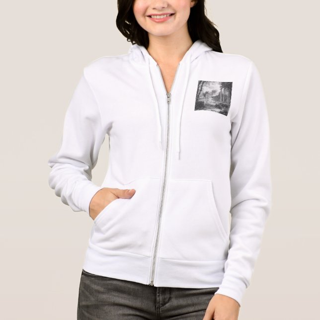 Kvinnors dragkedja huva t shirt (Framsida)