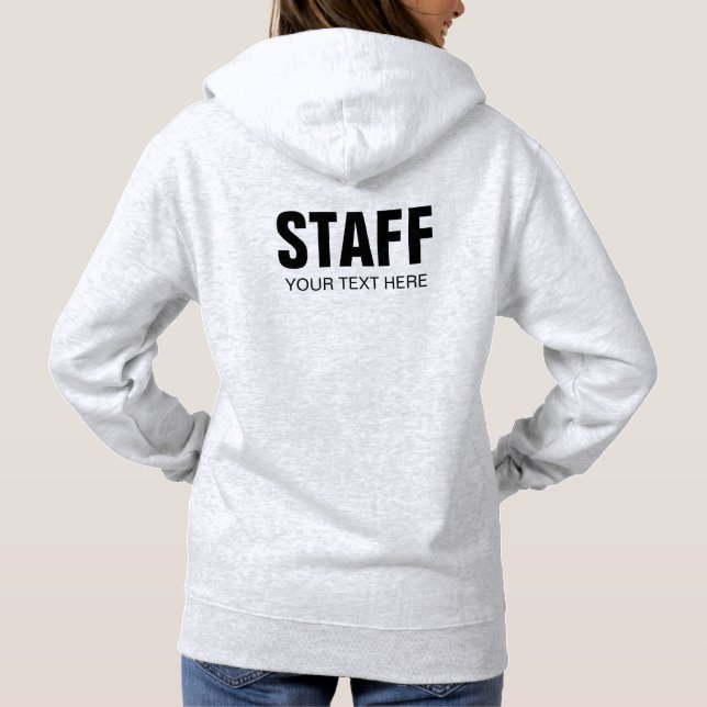 Kvinnors Dubbla Sided Hoodies Ash Grått staff T Shirt (Baksida)