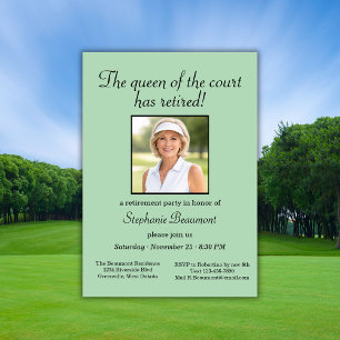 Kvinnors Eleganta Foto Tennis Tema Pensionering Inbjudningar