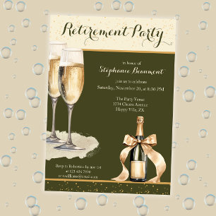 Kvinnors Eleganta Gröna Champagne Pensionärsfest Inbjudningar
