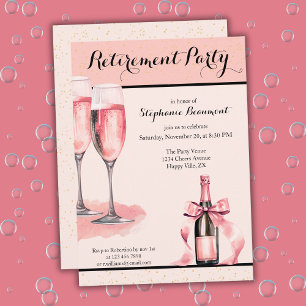 Kvinnors Eleganta Rosa Champagne Pensionärsfest Inbjudningar