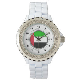 Kvinnors Emirates Flagga Rhinestone White Watch Armbandsur