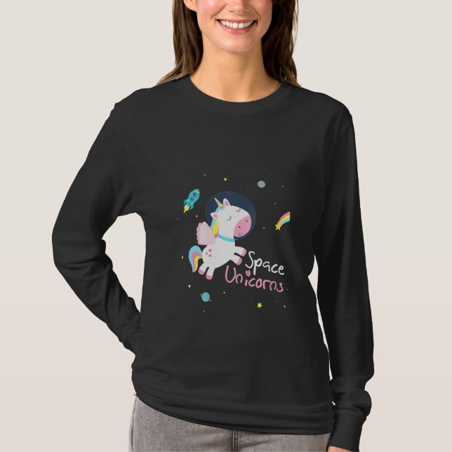 Kvinnors ensilaastronaut Raketnebula T Shirt (Framsida)