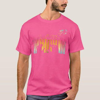Kvinnors Färgrik Musikinstrument Pianist Keyboard T Shirt