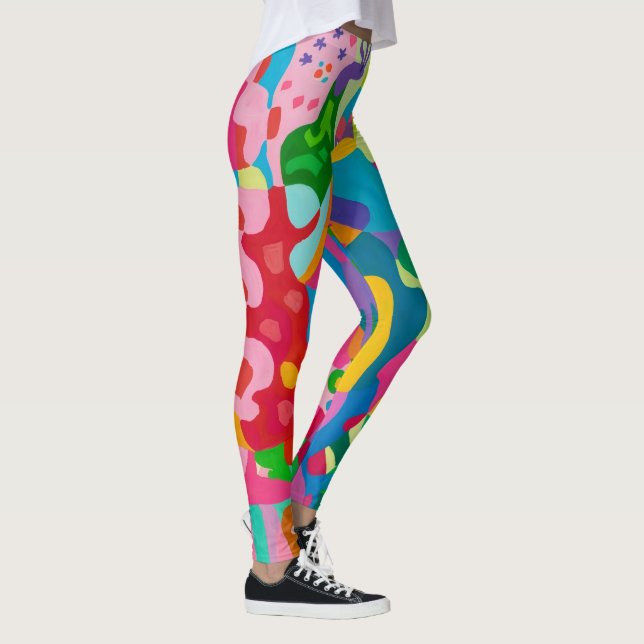 Kvinnors färgstarka konsthandlingar leggings (Höger)