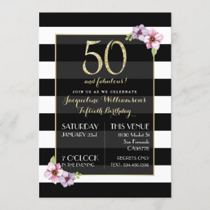 Kvinnors femtio och Fabulous Modern Blommigt Ran Inbjudningar