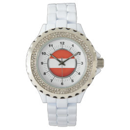 Kvinnors Flagga Rhinestone White Enamel Watch Armbandsur