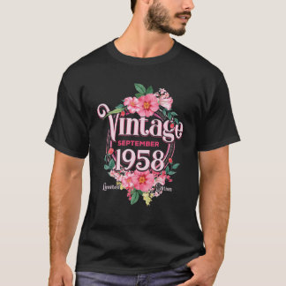 Kvinnors födelsedag i september 1958 Blommor Bda T Shirt