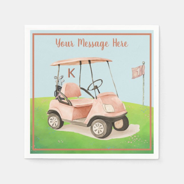 Kvinnors födelsedag Pension Golf Theme Monogram Pappersservett (Framsidan)