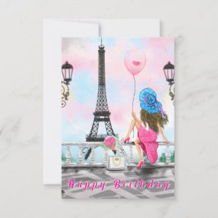 Kvinnors födelsedagskort i Paris Eiffel Torn