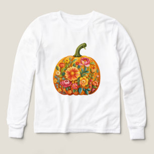 Kvinnors folkkonst Pumpkin T-Shirt - Symmetrisk