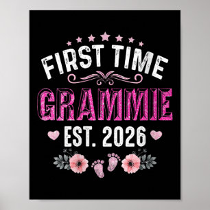 Kvinnors första Grammie Est. 2026 Lustigt Blommigt Poster