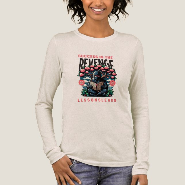 KVINNORS FRAMGÅNG HÄMND LEKTIONER LÄR LÅNG ÄRM  T SHIRT (Framsida)