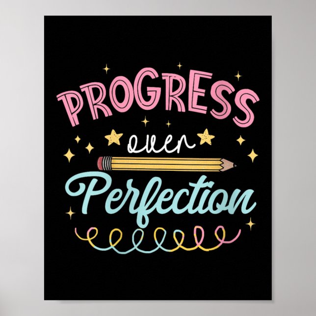 Kvinnors Framsteg Före Perfektion Motiverande Lära Poster (Framsidan)