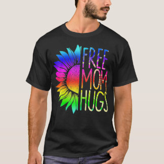 Kvinnors fria Mamma Hugs HBT-regnbågssolrosor T Shirt