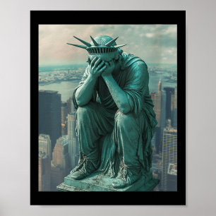 Kvinnors Frihetsgudinnan Facepalm V-nacke Poster
