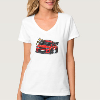 Kvinnors Funny Car Lover V-ringad T-shirt