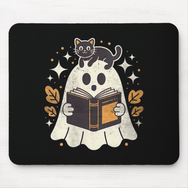Kvinnors Ghost Reading Book Halloween Bibliotek Sv Musmatta (Framsidan)