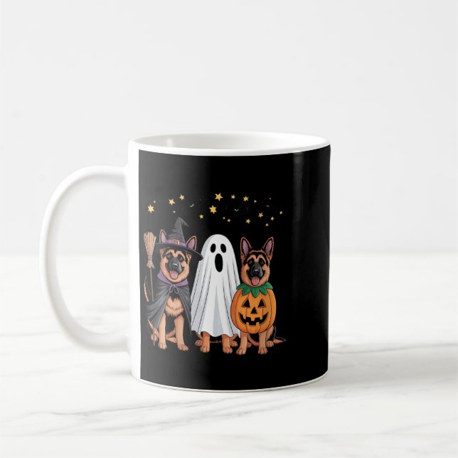 Kvinnors Ghost Witch Pumpkin Tysk Shepherd Hund Kaffemugg (Vänster)