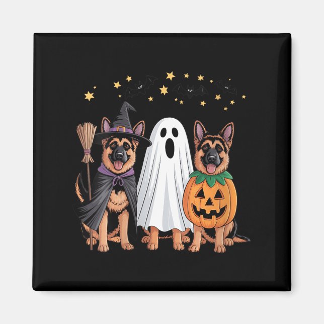 Kvinnors Ghost Witch Pumpkin Tysk Shepherd Hund Magnet (Framsidan)