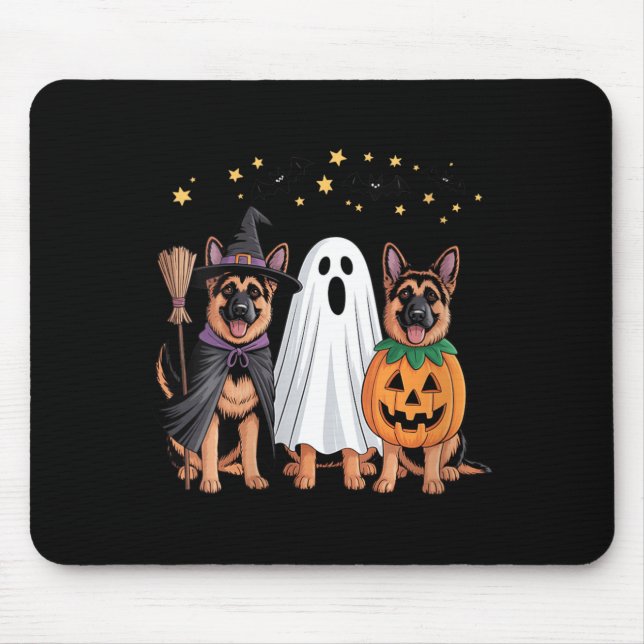 Kvinnors Ghost Witch Pumpkin Tysk Shepherd Hund Musmatta (Framsidan)