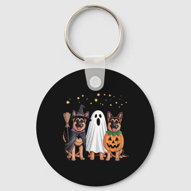 Kvinnors Ghost Witch Pumpkin Tysk Shepherd Hund Nyckelring (Framsida)