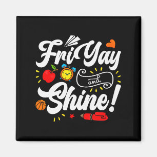 Kvinnors Glad Fredag Fre Yay Lärare Skola Meme V- Magnet