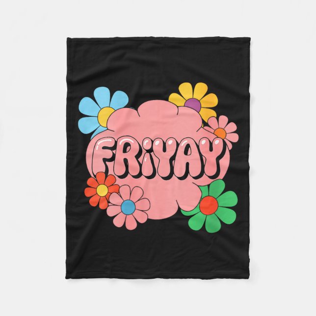 Kvinnors Glad Fredag Fri-yay Lärare Skola Meme V- Fleecefilt (Framsidan)