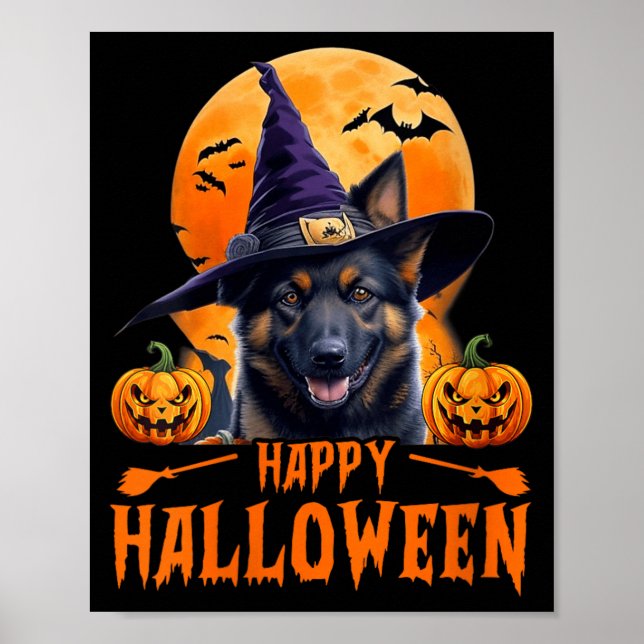 Kvinnors Glad Halloween Hund 1 Poster (Framsidan)