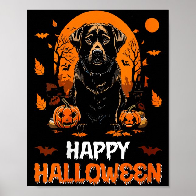 Kvinnors Glad Halloween Hund 3 Poster (Framsidan)