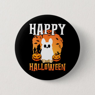 Kvinnors Glad Halloween Hund Spök V-ringad Knapp