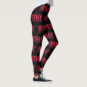 Kvinnors Golfing Shock rosa Ombre to Red on Black Leggings