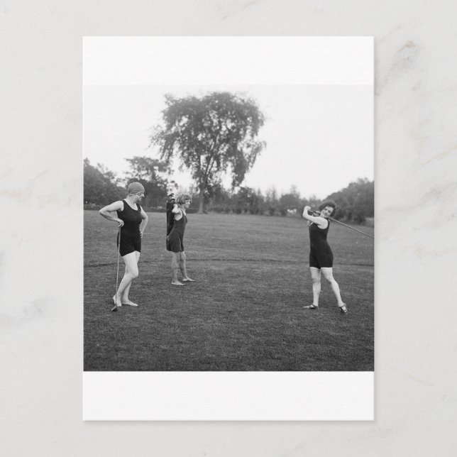 Kvinnors golfmode på 1920-talet vykort (Framsida)
