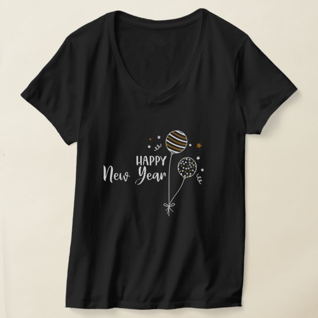 Kvinnors Gott nytt år V-Nacke T-Shirt (Laydown)