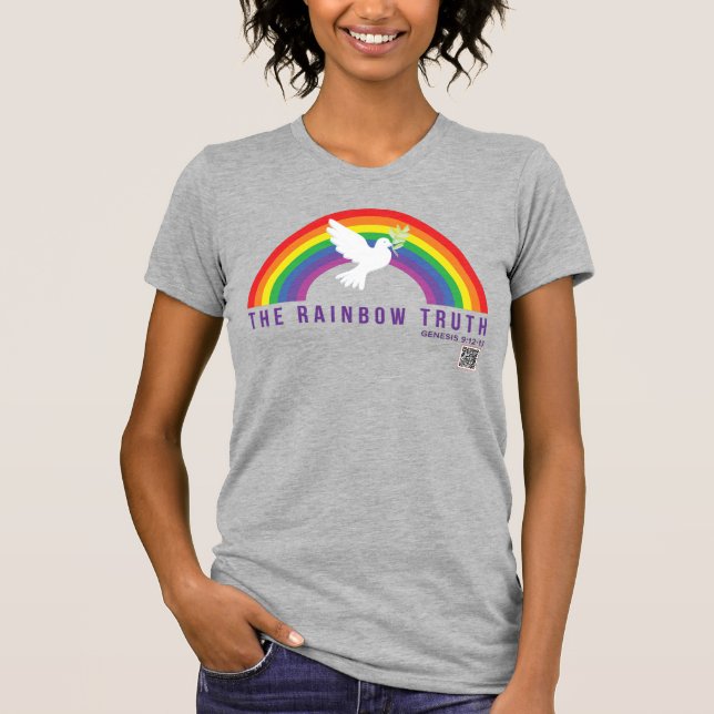 Kvinnors Grått T-Shirt Rainbow Truth Dove (Framsida)