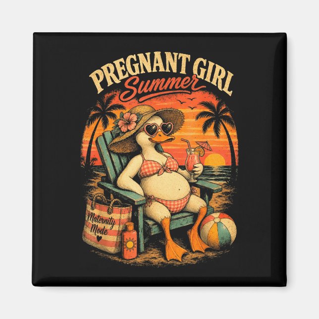 Kvinnors gravida flicka sommar rolig anka baby magnet (Framsidan)