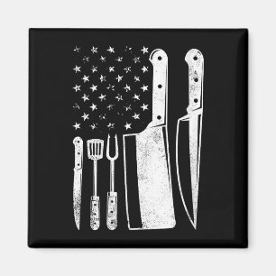 Kvinnors grill USA flag patriotisk fjärde juli Magnet