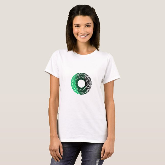 Kvinnors grön-svart torpam tee shirt (Hel framsida)