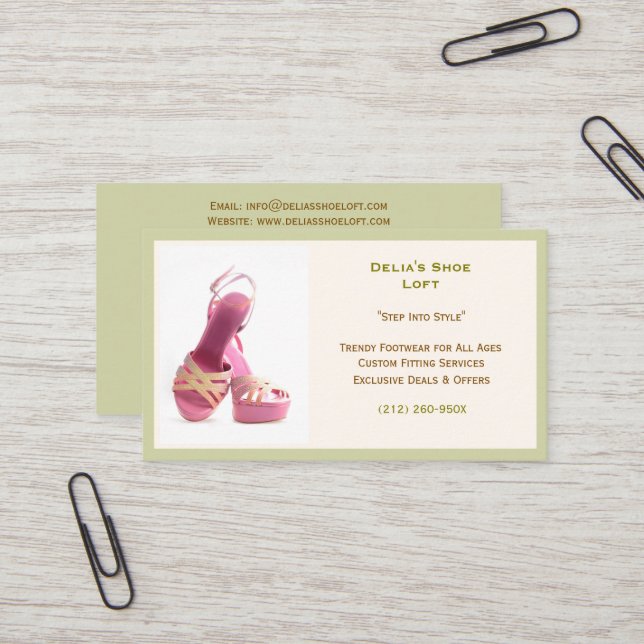 Kvinnors Grönt Mode Shoes Rosa Högklackar Visitkort (Fram/Back In Situ)