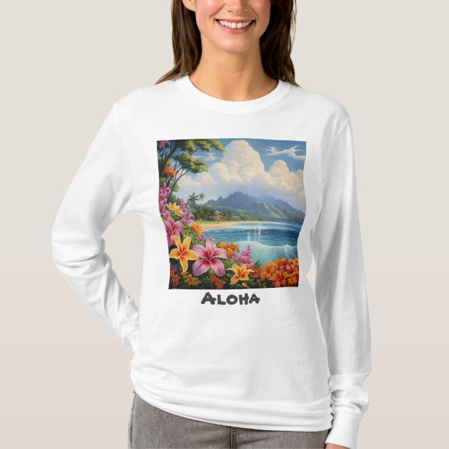 Kvinnors grundläggande långärmad T-shirt  (Framsida)