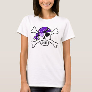 Kvinnors grundläggande T-Shirt/Lila Pirat Skull T-shirt