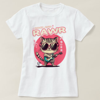 Kvinnors grundläggande T-Shirt Sten och Rawr Cat
