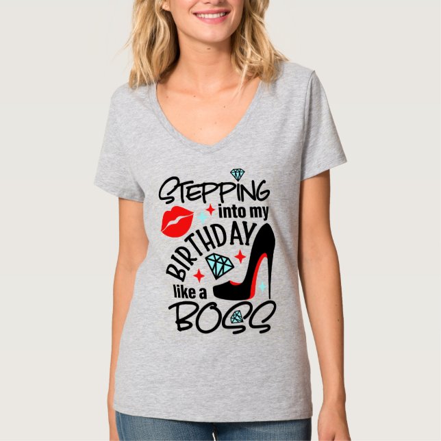 Kvinnors grundläggande V-Nacke T-Shirt (Framsida)