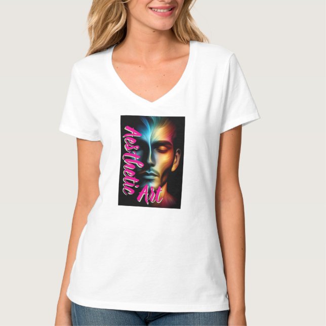 Kvinnors Grundläggande V-ringad T-Shirt (Framsida)
