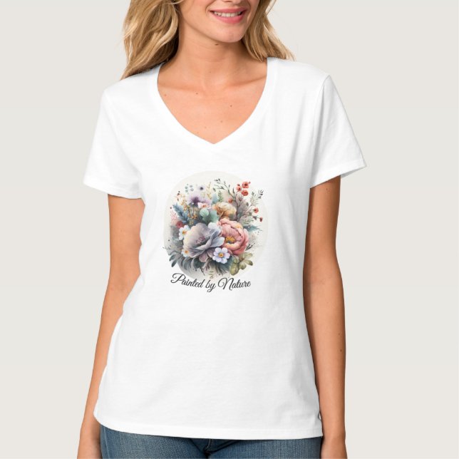 Kvinnors Grundläggande V-ringad T-Shirt  (Framsida)