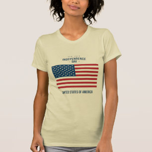 Kvinnors "Gud välsigne USA" patriotiska flagg T-sh T Shirt